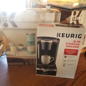 Keurig mini coffee maker and slim storage drawer